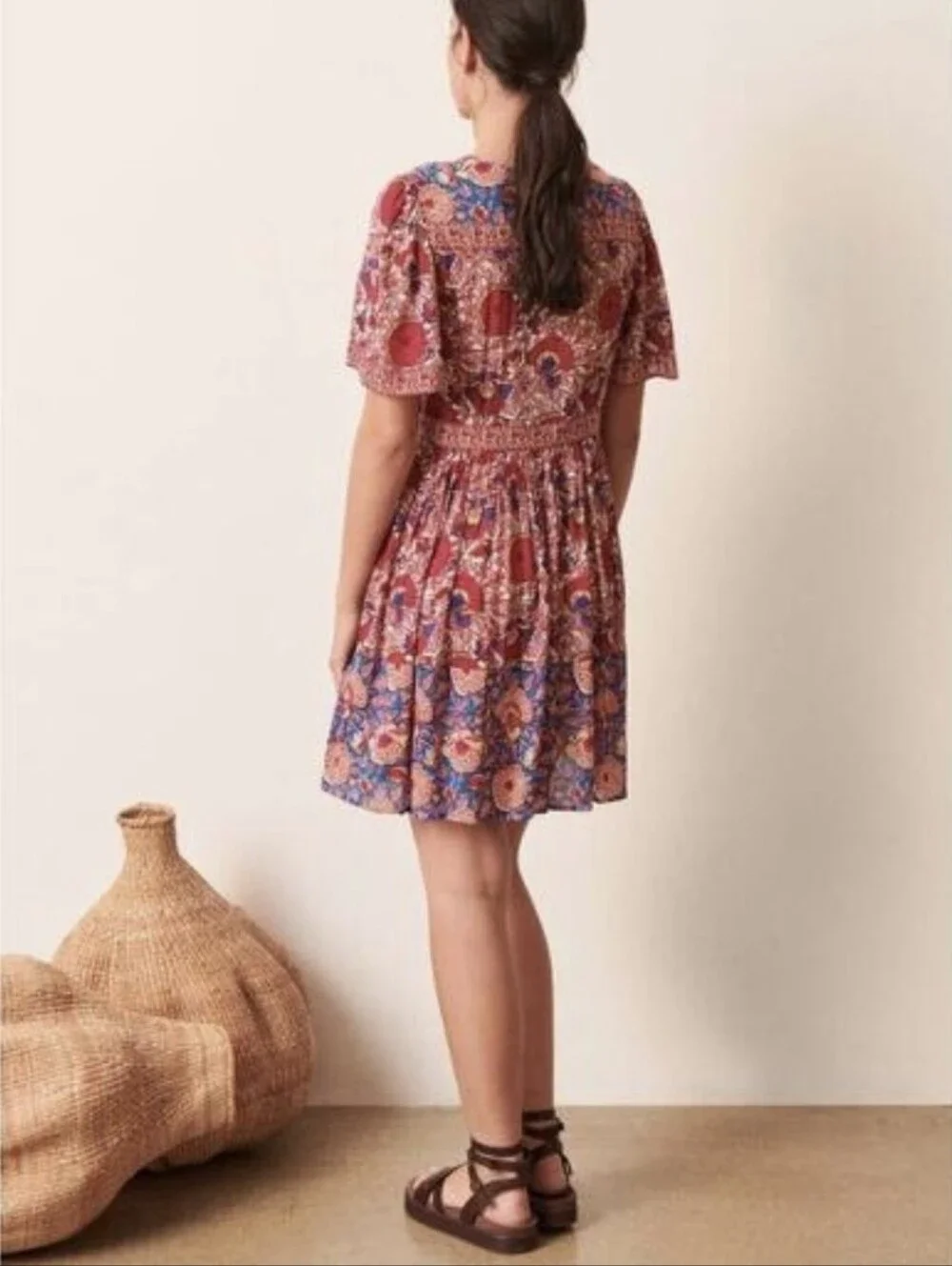 Ba&Sh Valia Floral Bohemian V-Neck Mini Dress Size Small - Picture 2 of 11